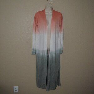Sz XS 360 Sweater Long Linen Long Sleeve Open Front Lightweight Cardigan